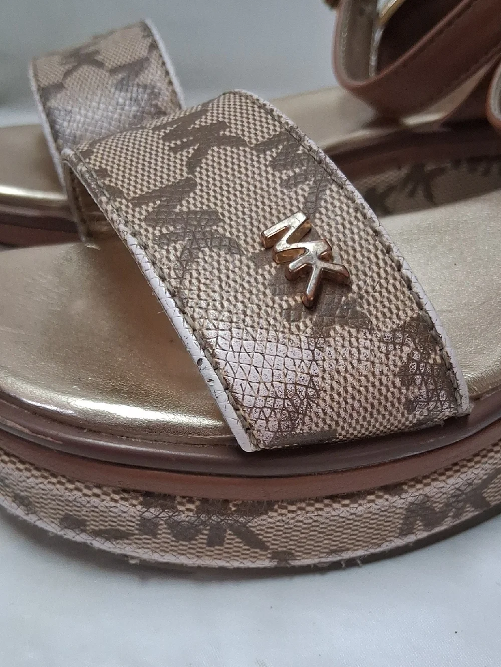 Michael Kors Brown/Tan Platform Ankle-Strap Sandals Size 12 Toddler Girl